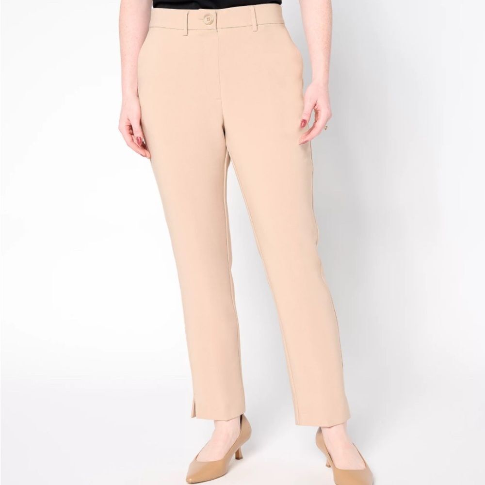 Isaac Mizrahi Live! Tall Stretch Crepe Straight-Leg Ankle Pants